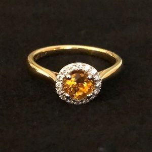 Citrine and diamond ring in 14K gold new with tags